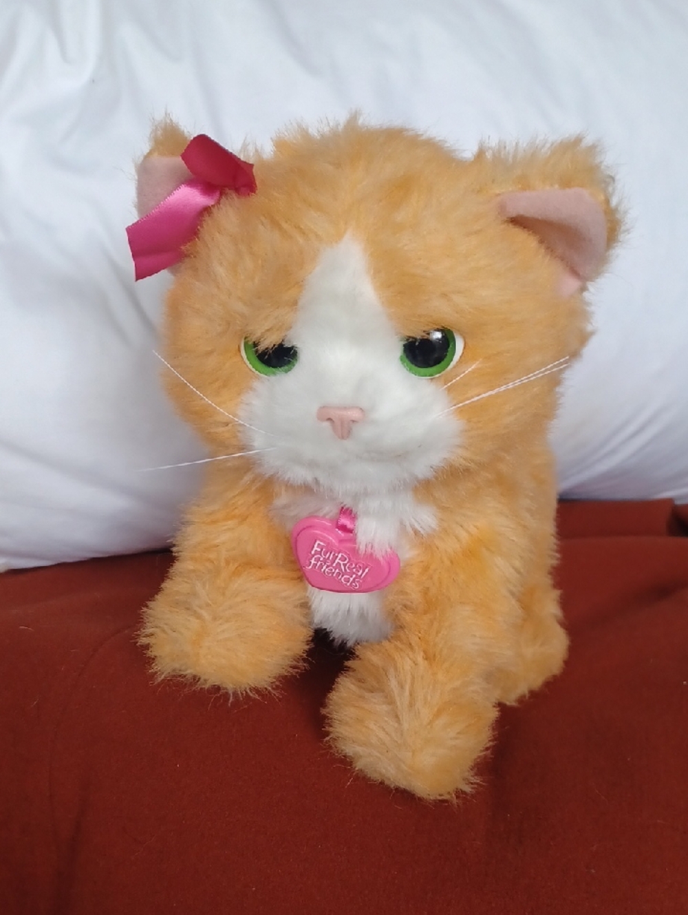 FurReal Friends Orange & White Plush Kitty with Pink Bow